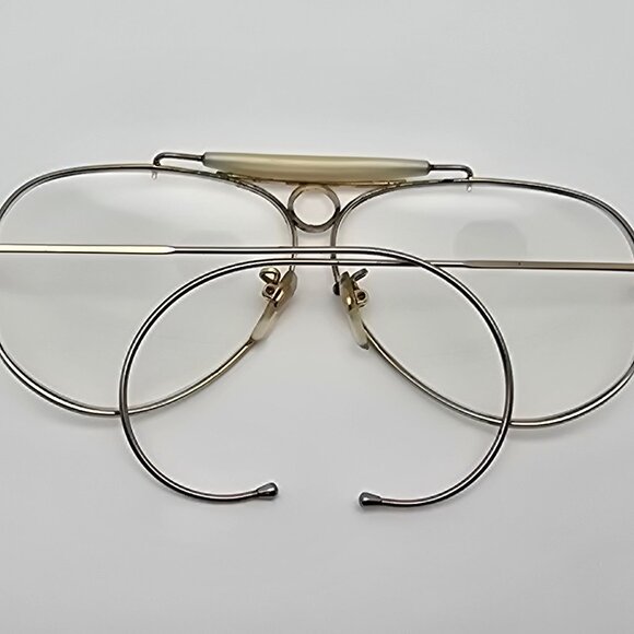 *SOLD*Tasco 1135P Shooter Gold Frame Clear Glass Lens Aviator Sunglasses w/ Case - Picture 9 of 15